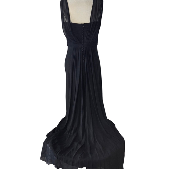 Ann Taylor Asymmetrical Prom Flowy   Black Chiffon Sleek Maxi Dress Size 8 - Picture 15 of 16
